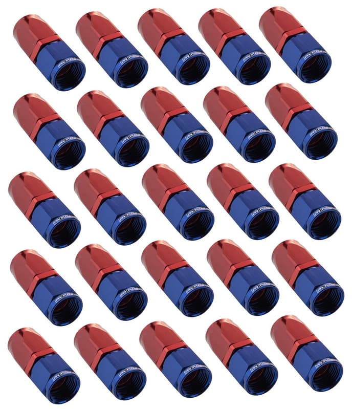 Proflow Bulk Pack Fitting Hose End Straight Full Flow -06AN, Blue/Red, 25pc