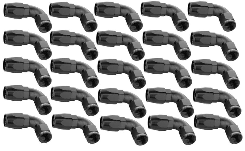Proflow Bulk Pack Cutter Hose End 90 Degree -08AN, Black, 25pc