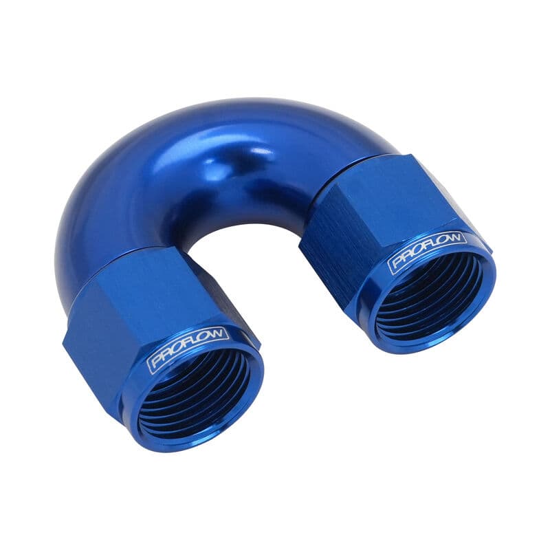 Proflow 180 Degree Female Flare Union Full Flow Swivel Hose End 08AN, Blue