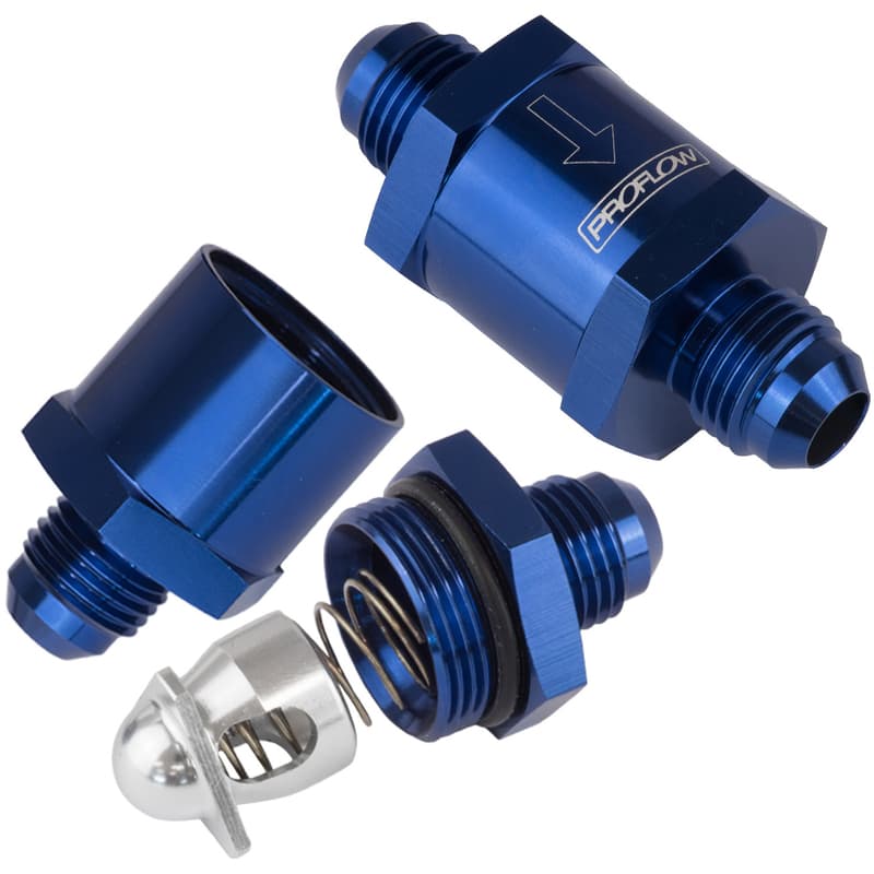 Proflow Fuel Check Valve, Black, Aluminium, -6 AN Male to -6 AN, Male
