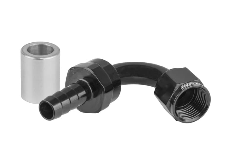 Proflow Crimp Hose End 120 Degree -06AN, Black