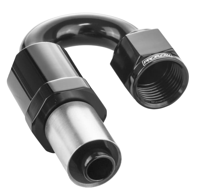 Proflow Crimp Hose End 180 Degree -04AN, Black