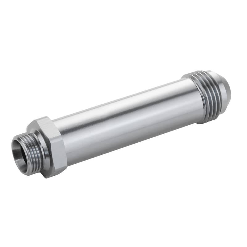 Proflow Fitting Inlet Fuel Adaptor Male Feed Demon 9/16 x 24 To -08AN Male 2in, Silver