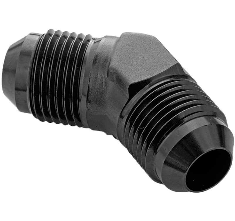 Proflow Male Flare Union Adaptor -06AN 45 Degree Union, Black