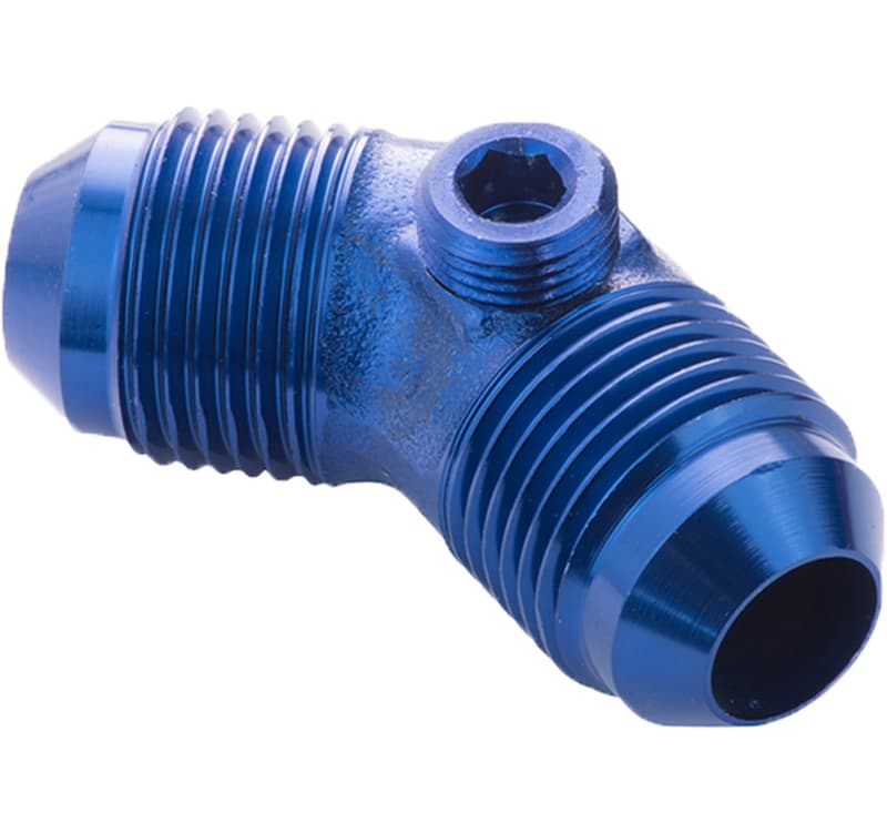 Proflow Male Flare Union Adaptor -06AN 45 Degree Union w/1/8in. NPT Port, Blue