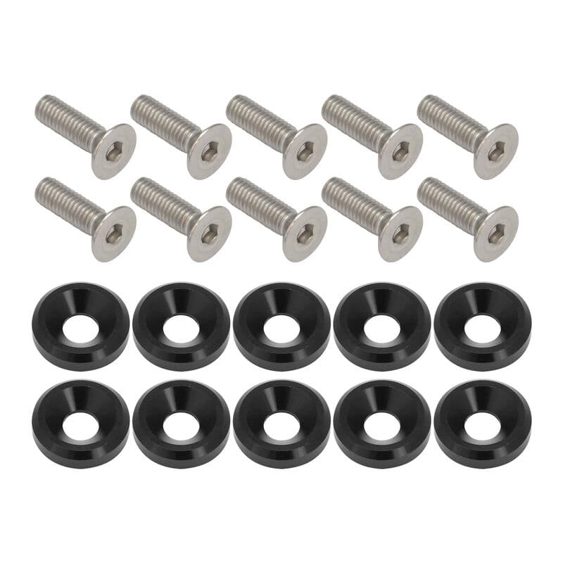 Proflow Billet Dress Up & Fender Washer Kits, M6 x 20mm, Black, 10-Pack