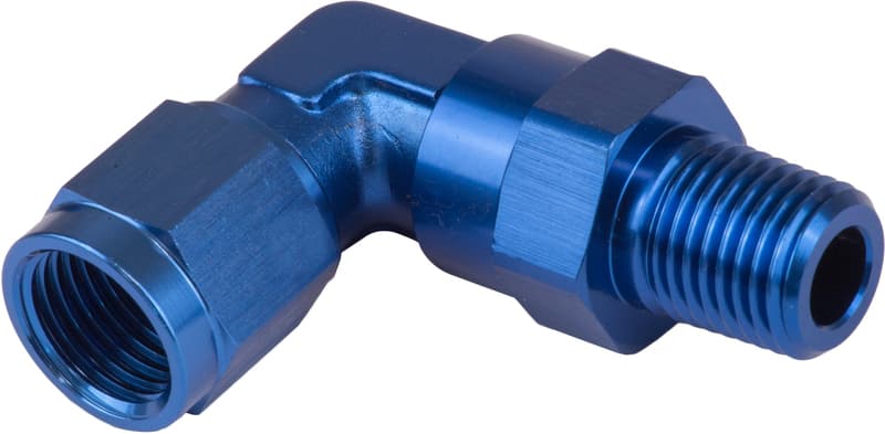 Proflow Adaptor Male -10AN 90 Degree To 3/8in. NPT Swivel, Blue