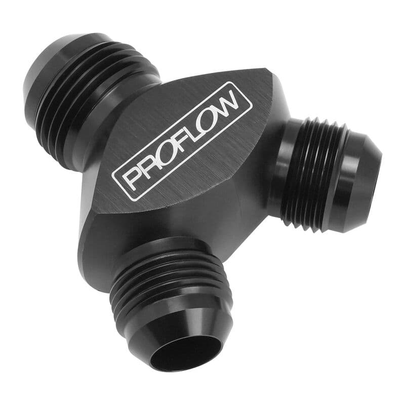 Proflow Fitting Aluminium AN Y-Adaptor -03AN Male To -03AN Male x 2, Black