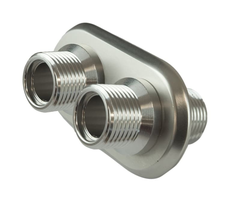 Proflow Firewall Bulkhead Aluminium Air Con 2 Port #10, #10 Inline, Polished