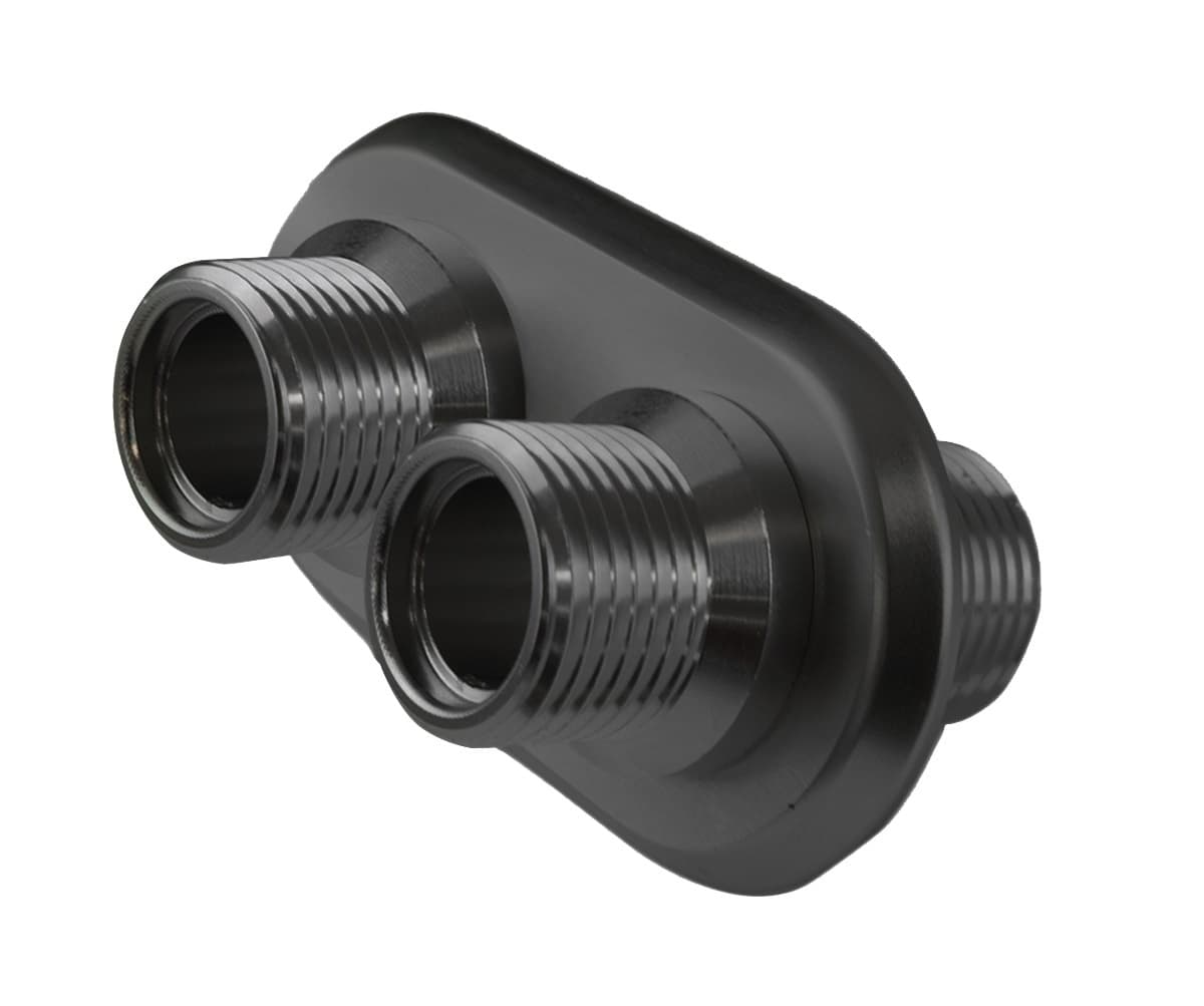 Proflow Firewall Bulkhead Aluminium Air Con 2 Port #10, #10 Inline, Black