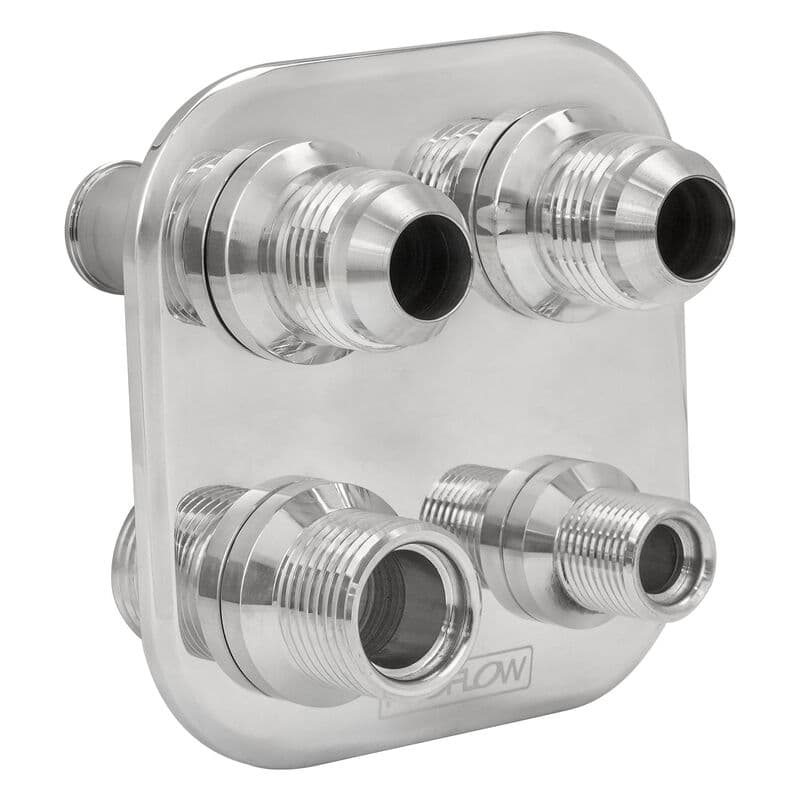 Proflow Firewall Bulkhead Aluminium Air Con 4 Port #6, #10 Inline, Polished