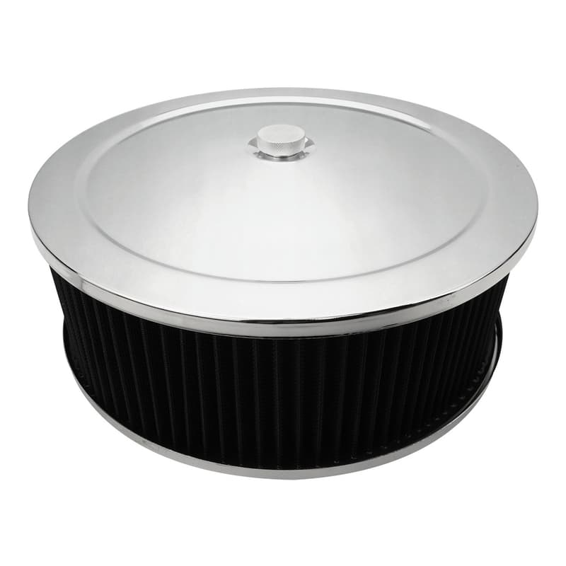 Proflow Air Filter Assembly Round 14in. x 4in, Chrome, Flat Base,