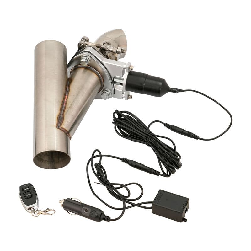 Proflow Single Exhaust Cutouts, Electric, Aluminium, Bolt On, 2.25 in. Diameter, Stainless Steel Tubing, Kit