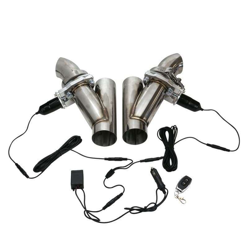Proflow Dual Exhaust Cutouts, Electric, Aluminium, Bolt On, 2.5 in. Diameter, Stainless Steel Tubing, Kit