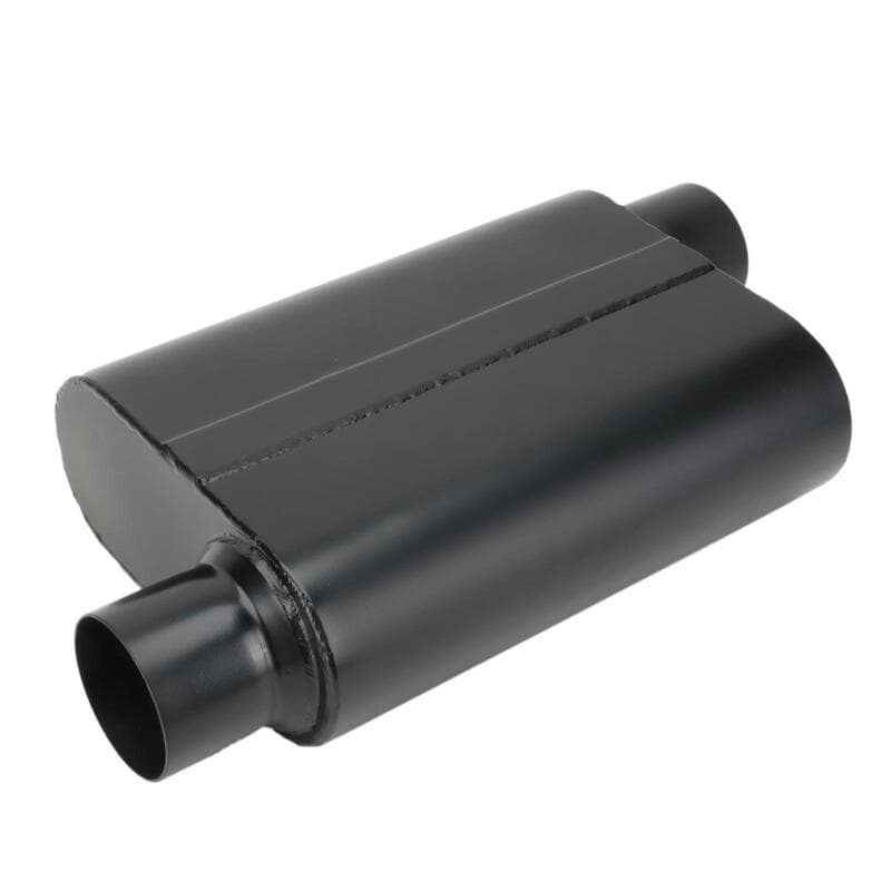 Proflow Muffler, 2.25 in, Black Compact Flow Chamber II, Side Inlet To 2.25 in. Side Outlet, 9.75" x 13" x 4" body, Each
