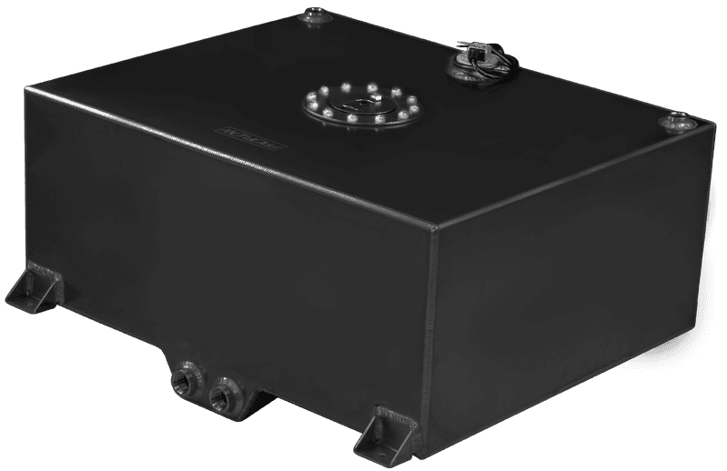 Proflow Fuel Cell, Tank, Sumped, 20Gal (76L), Aluminium, Black 620 x 510 x 260mm, With Sender Two -10 AN Female Outlets