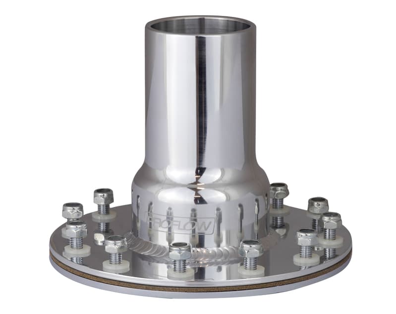 Proflow Fuel Filler Neck Aluminium Polished, Straight 2 in. Diameter, 12-Bolt Flange, 4.75'' PCD, Each
