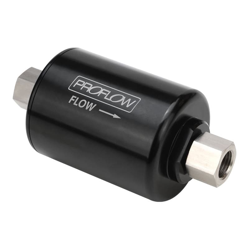 Proflow Billet Fuel Filter, Suits Ford Falcon, OEM Z373 Type M14x1.5 Or Universal, 40 Micron, Female AN6 Thread & M14x1.5 Unions