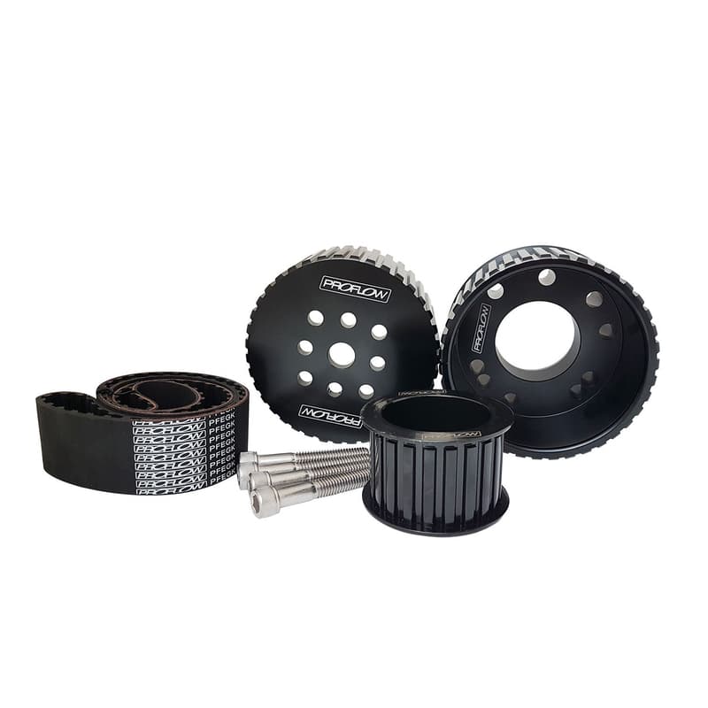 Proflow Gilmer Belt Drive Kit, For Holden V8 Commodore 253-308, Red Water Pump, Billet Aluminium, Black Anodised