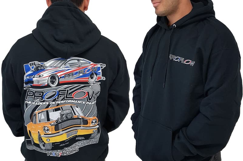 Proflow Car Mural Sweatshirt, Hooded, Cotton/Polyester, Black, Men's XXXX-Large