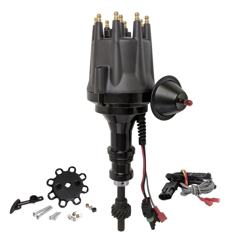 Proflow Distributor, Billet Black, HEI Ready-to-Run, Vacuum Advance, For Ford 289, 302 Windsor