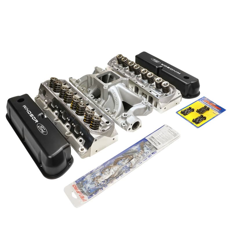 Proflow Cylinder Head SuperMax 210 & Intake Kit, Manifold, Max Jr, Single Plane, Aluminium, Natural, Square Bore, SB For Ford, 289, 302W
