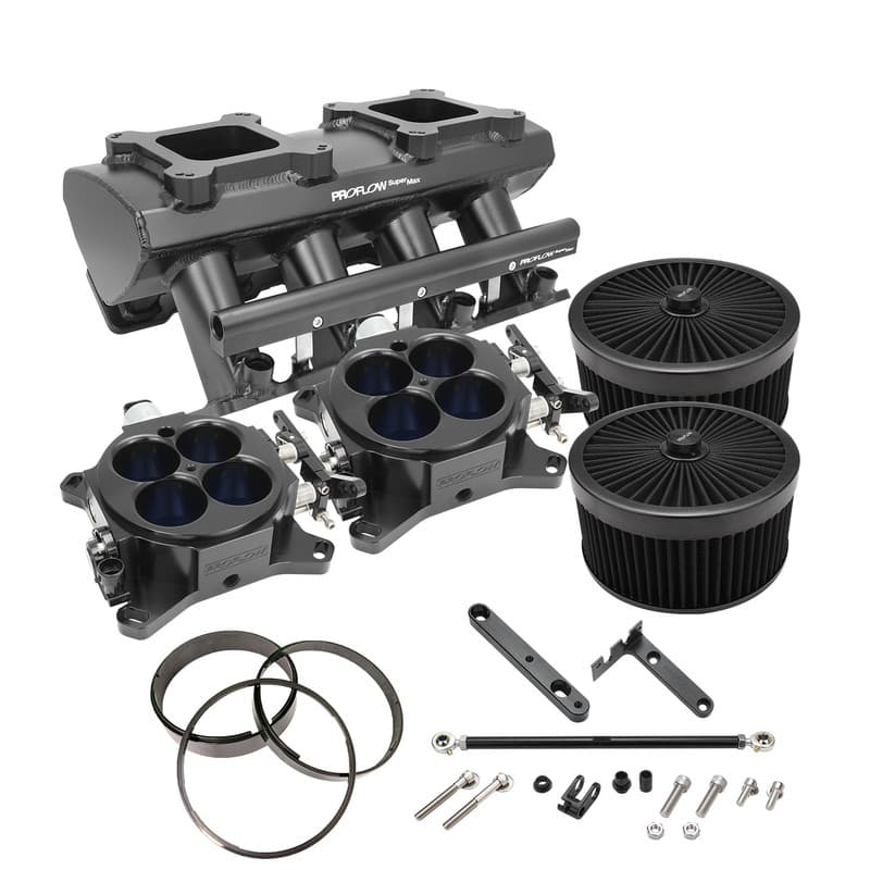 Proflow SuperMax Intake Manifold Kit, Tunnel Ram, For Holden Commodore LS1/LS2, EFI 4150, Fabricated Black, kit