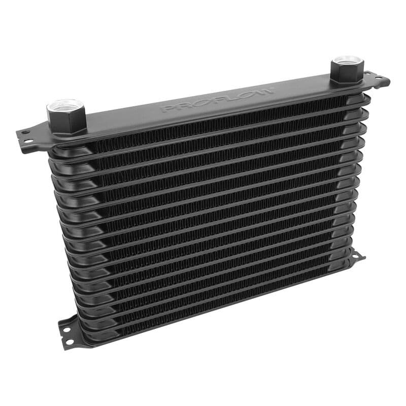 Proflow Oil Cooler, Ultra Pro Aluminium Black, 19-Row, Compact Version 340mm x 140mm x 50mm Female AN10 lnlet/Outlet