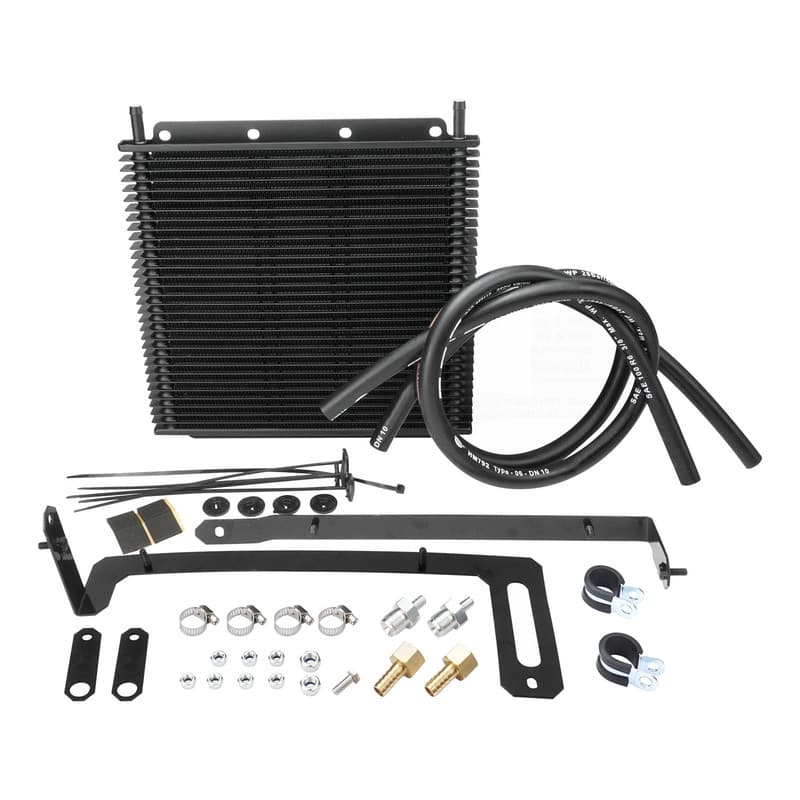 Proflow Transmission Oil Cooler Kit, For Ford Falcon BA/BF (2002-2005), 280 x 255 x 19mm, 3/8'' Barb, Black Powdercoated, Kit