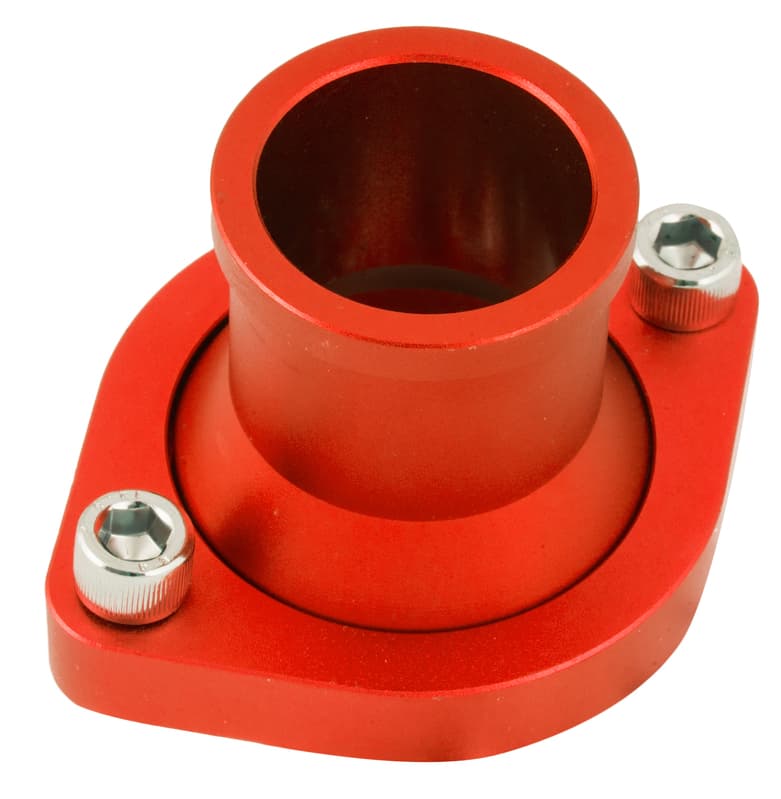 Proflow Water Neck, Billet Aluminium, Red Anodised, Straight Up SB For Ford 302-351C Cleveland