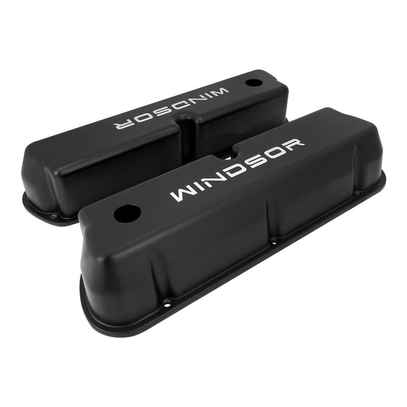 Proflow Valve Covers, Tall Cast Aluminium, Black, For Ford Logo, Small Block For Ford 289, 351W, Pair