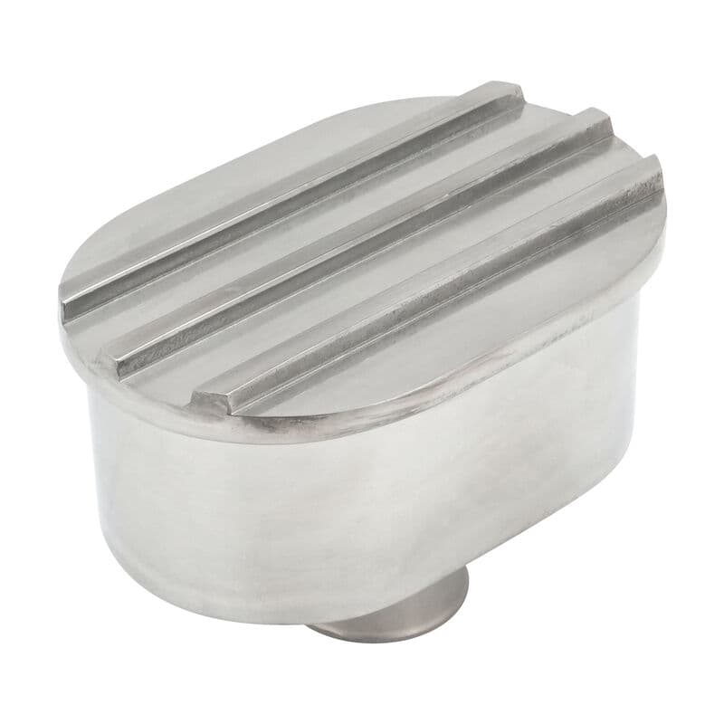 Proflow Valve Cover Breather, Push-In, Oval, Aluminium, Polished, Finned