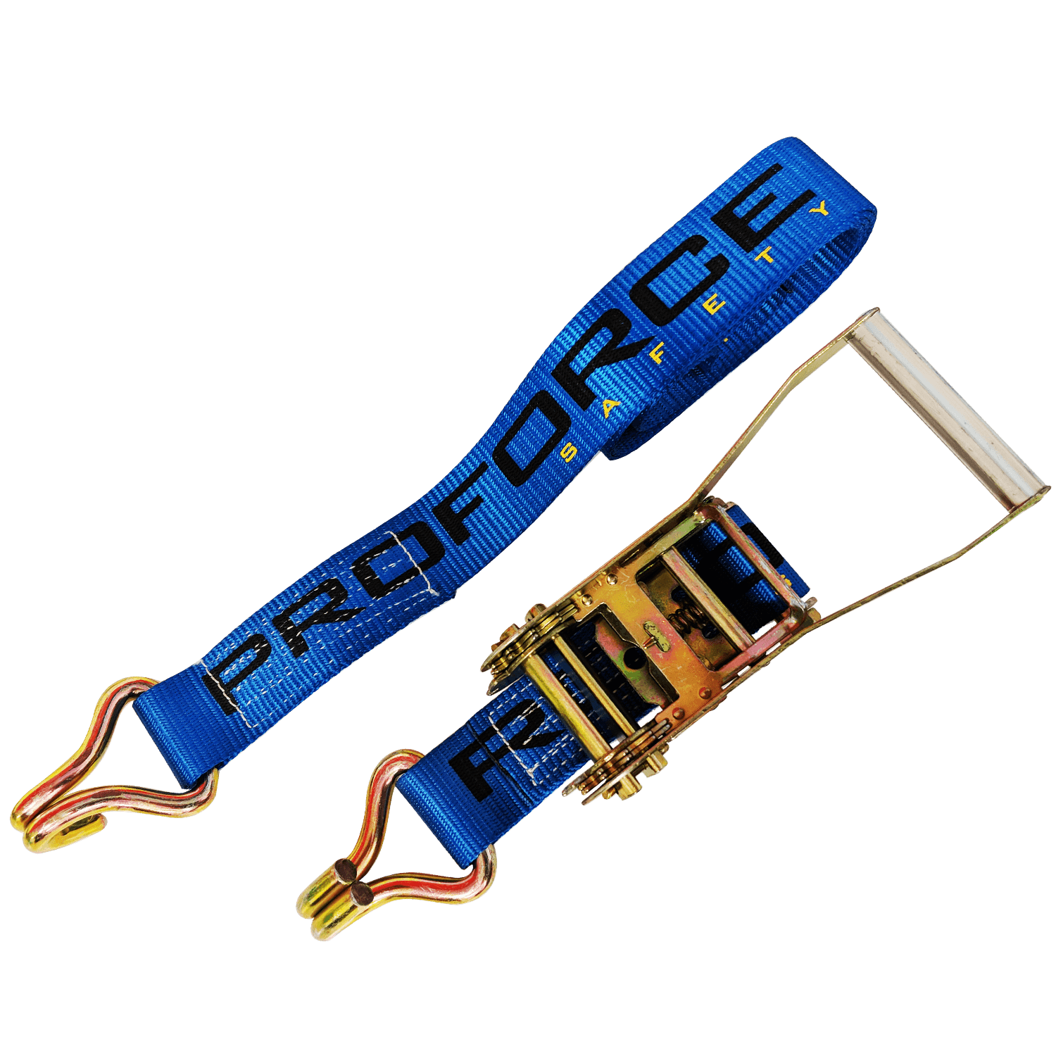 Proforce Tie-Downs Straps, Ratcheting, 2 in. x 8 ft, Short Handle, Blue