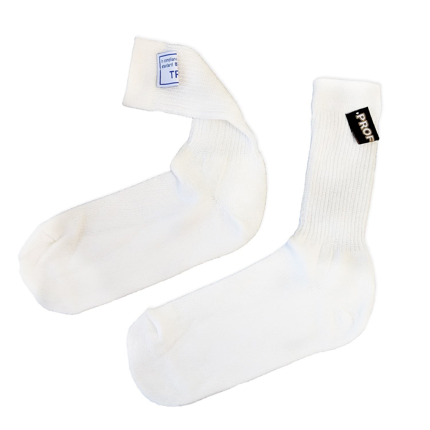 Proforce Fire Retardant Socks, SFI 3.3 & FIA Rated, Nomex, White, Mens Medium, Pair