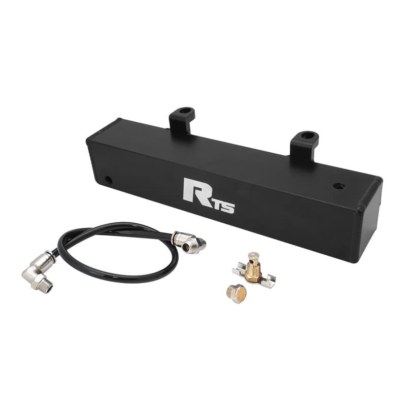 RTS Transmission Overflow Catch Can, TH400, Rectangular, 600ml Capacity, Aluminium, Black Powdercoated