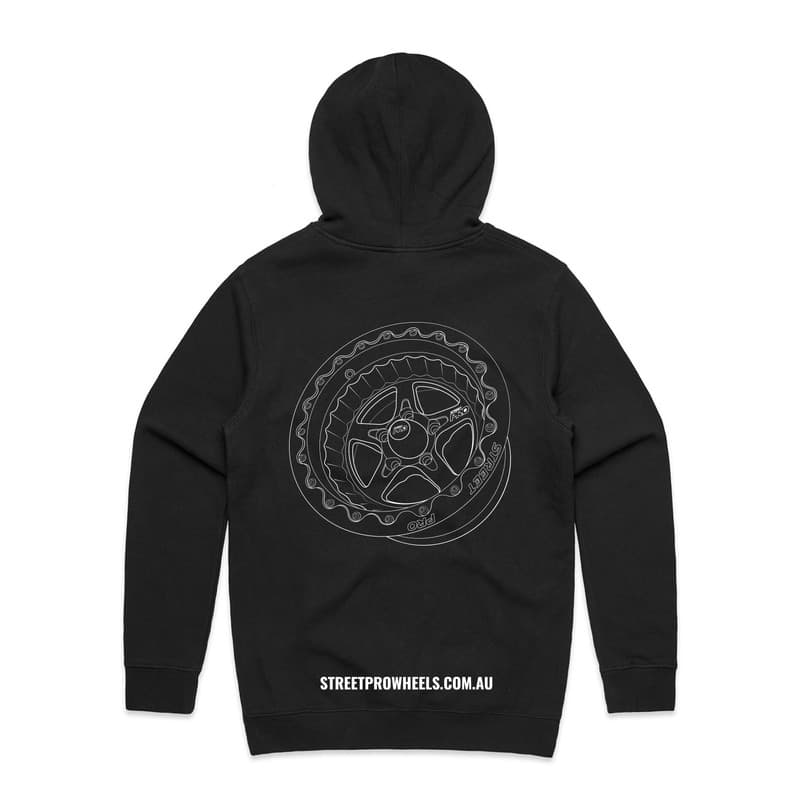 Street Pro Wheels Hoodie Sweatshirt, Cotton, Polyester, Black, Men's Large