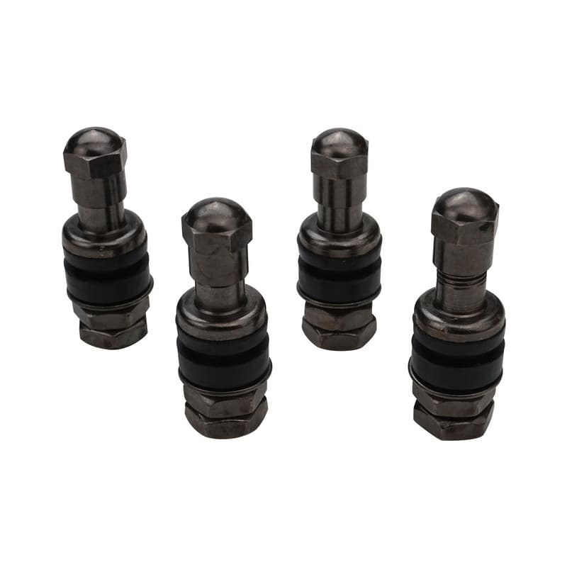 Street Pro Wheels Valve Stems, Tall-Style, Suit all 002/005/007/009 Wheels, Small Valve Hole (11mm), Black, Bolt-On, Set of 4