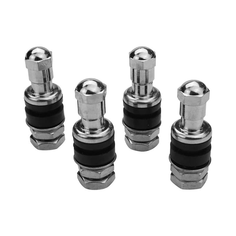 Street Pro Wheels Valve Stems, Tall-Style, Suit all 002/005/007/009 Wheels, Small Valve Hole (11mm), Chrome, Bolt-On, Set of 4