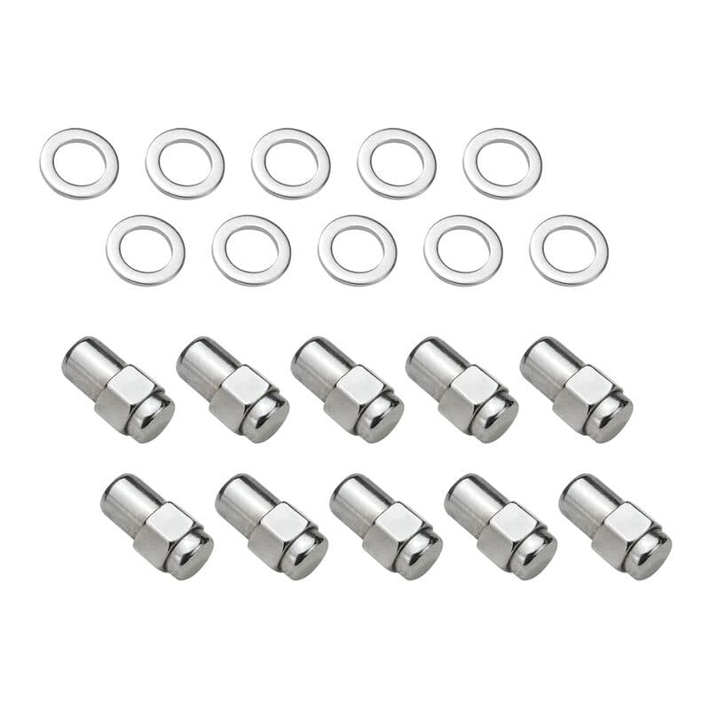 Wheel Lug Nut Kit,, Chrome Dome Medium Mag, Length 1.38, 1/2, 0.55 Shank, Set of 10