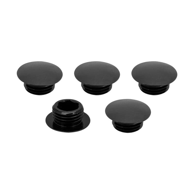 Street Pro Wheel Lug Nut Block Off Caps, 7/16"-20, Billet Aluminium, Black, Set of 5