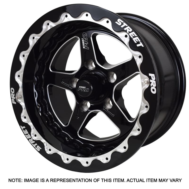 Street Pro ll Convo Pro Wheel Black Bead Lock Style 15x10' For Ford Bolt Circle 5x 4.50', (-51) 3.50'' Back Space