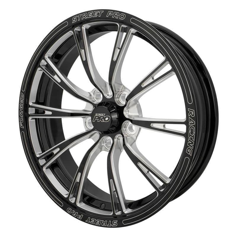 Street Pro 009 Series Forged Wheel, Front 17x4.5'' / 2.25'' Backspace (-13) / 5x4.50" Bolt Circle Ford, Gloss Black Milled. Each