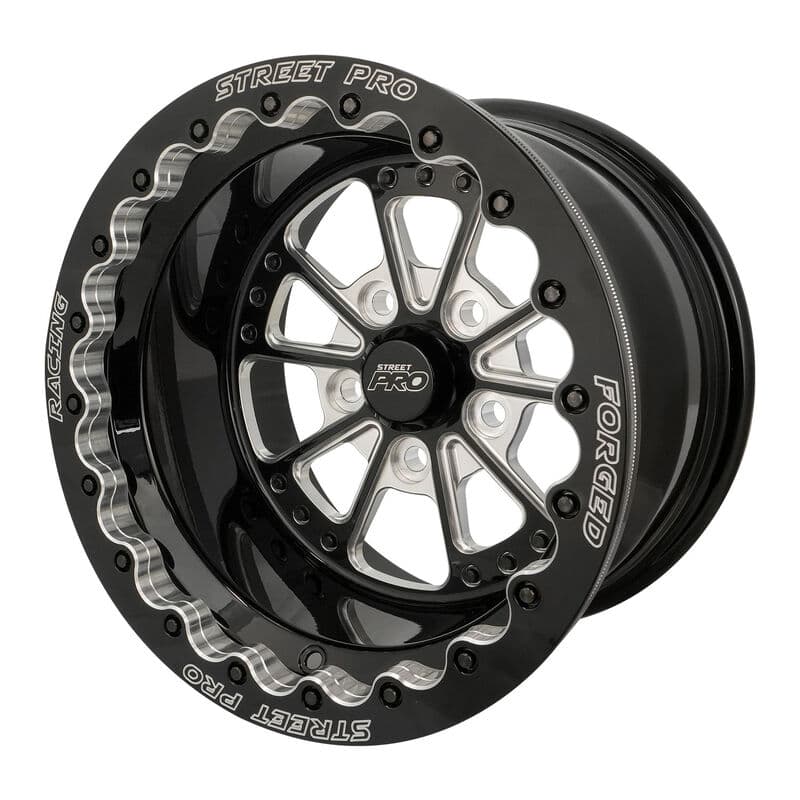 Street Pro 009 Series Forged Wheel, Rear Beadlock 15x10'' / 4.50'' Backspace (-25) / 5x4.75" Bolt Circle Chevrolet, Gloss Black Milled