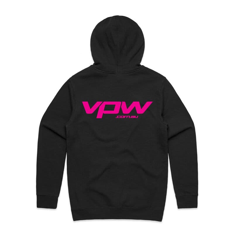 VPW Pink Logo Hoodie Sweatshirt, Cotton, Polyester, Black, Medium