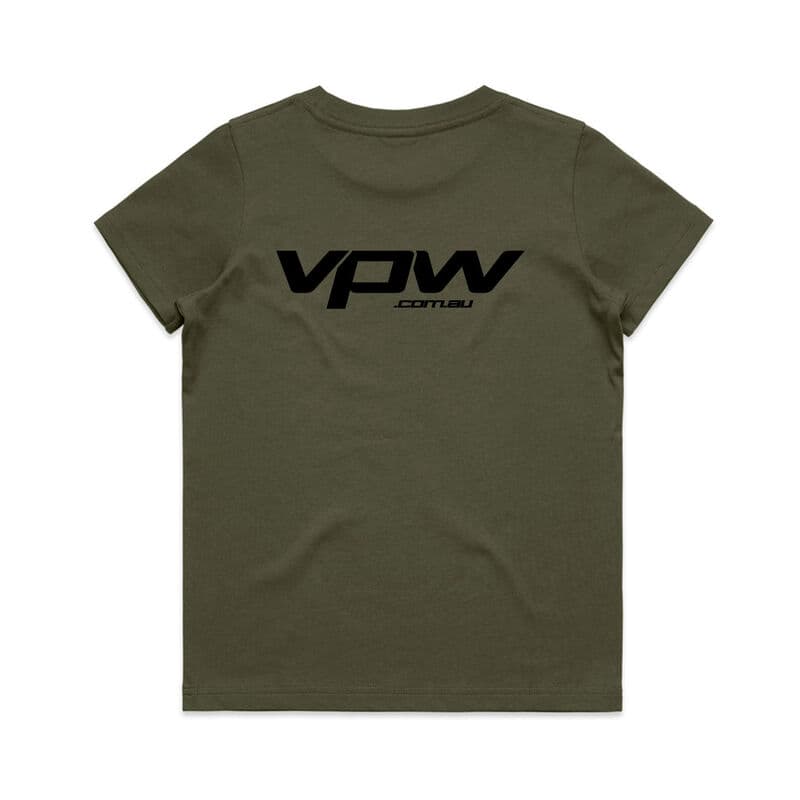VPW Logo T-Shirt, Army Green, Cotton, Youth Size 12