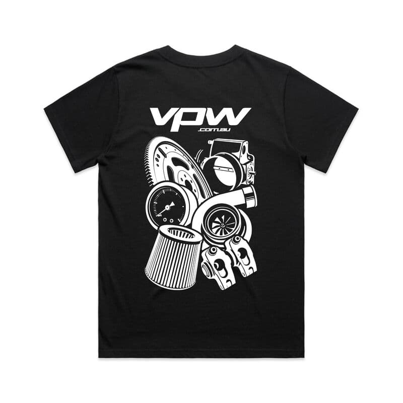 VPW — VPW Parts Mural T-Shirt, Black, Cotton, Women's XL — performance