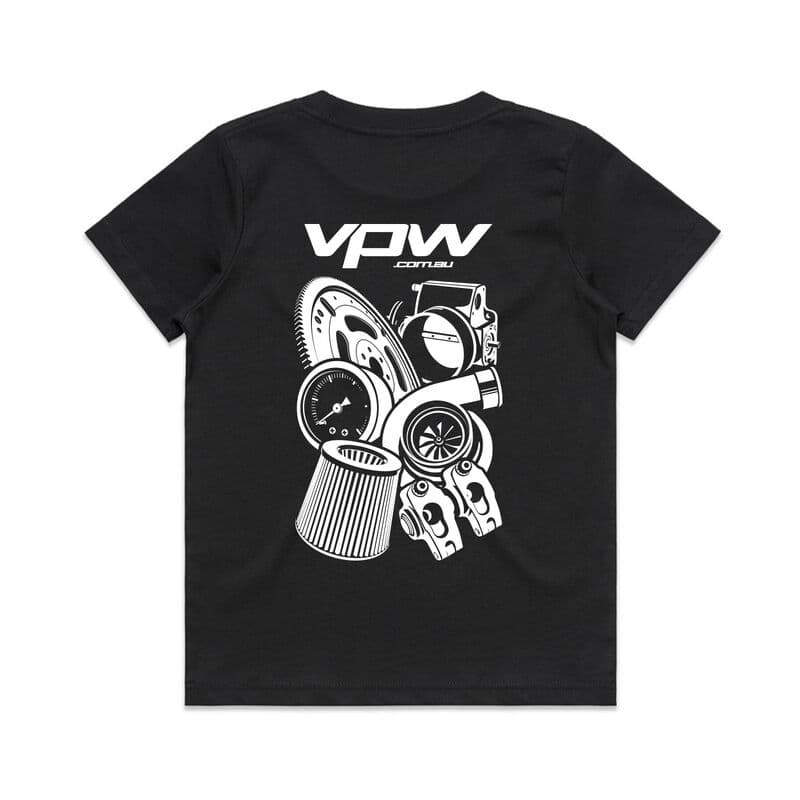 VPW Parts Mural T-Shirt, Black, Cotton, Youth Size 8