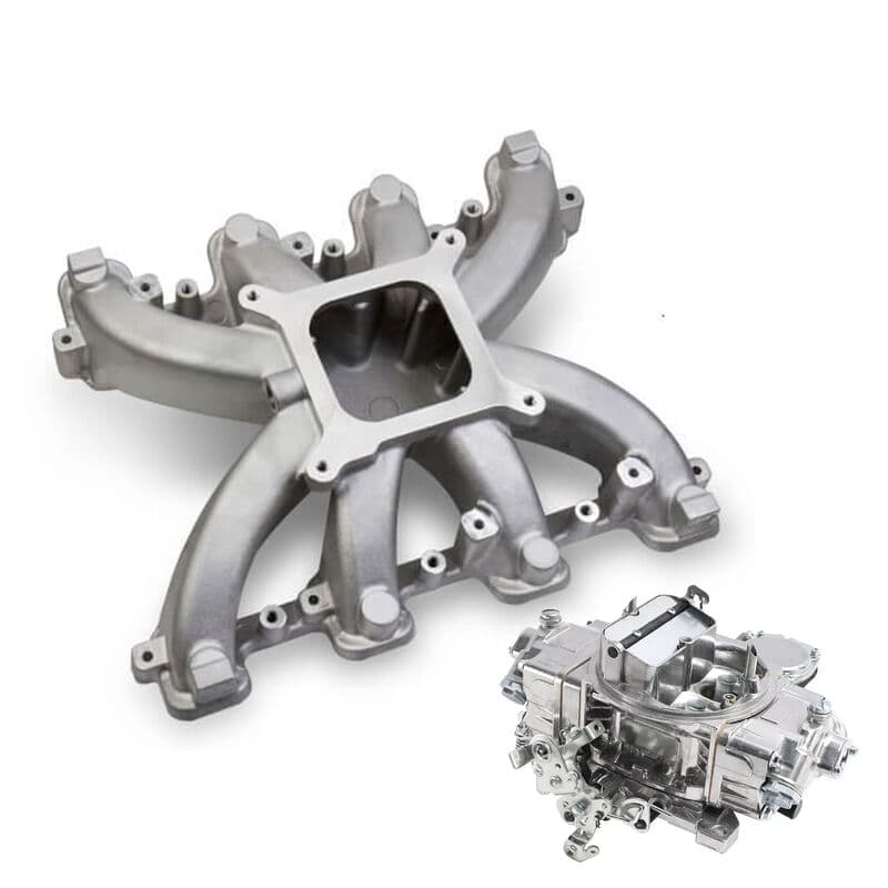VPW Intake Manifold & Carburettor Kit, LS1 Holden Commodore ,Chev Air Max Single Plain, Repro Holley Style 750CFM Vac Sec, Carburettor, Kit
